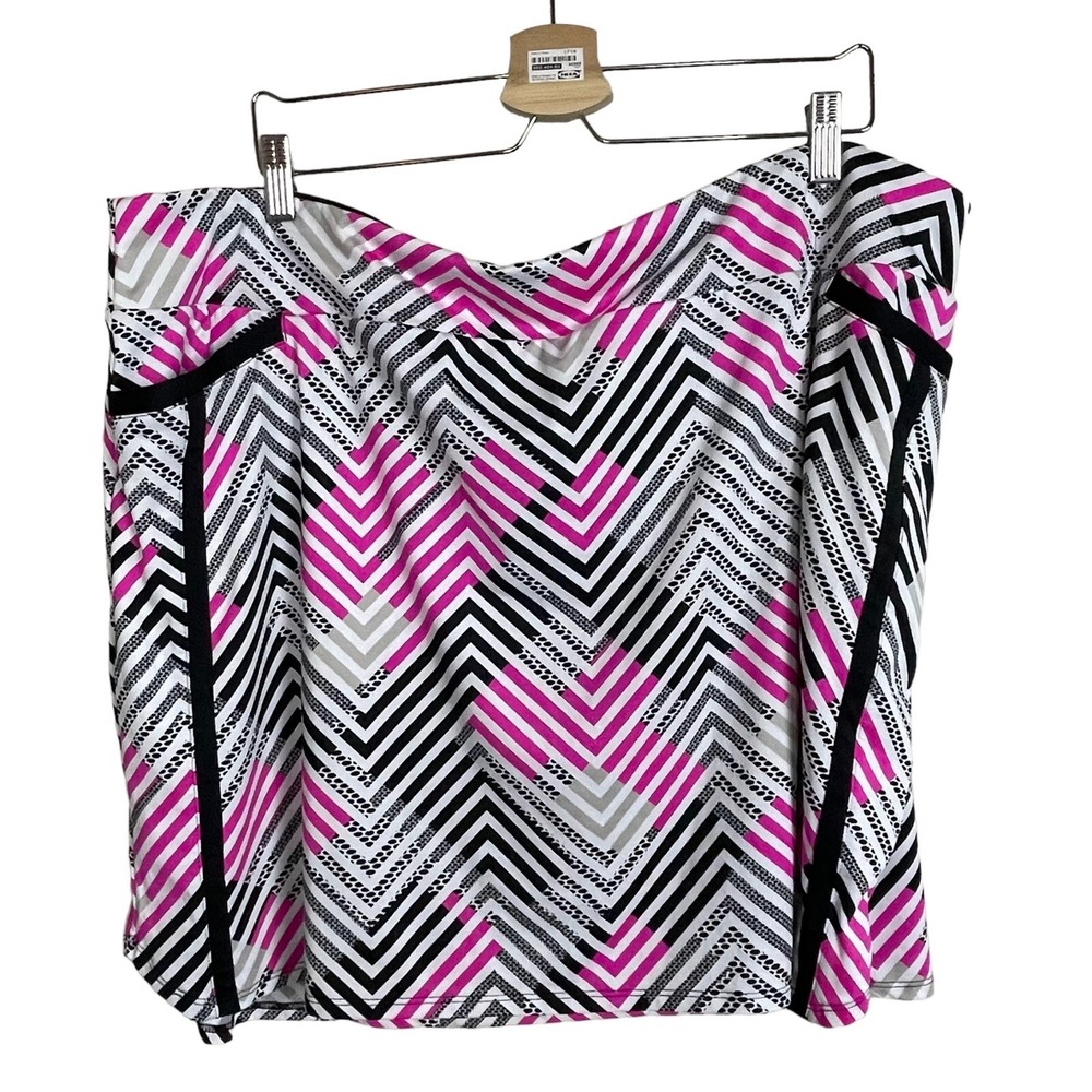 Tail White Label Skort Chevron A-Line Pockets Skirt Black Pink White Size XXL